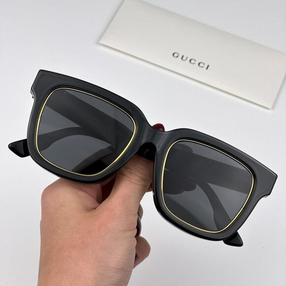 Gucci GG1136SA 001 Sunglasses Black/Gold Grey Square Women GG 1136SA main image 13